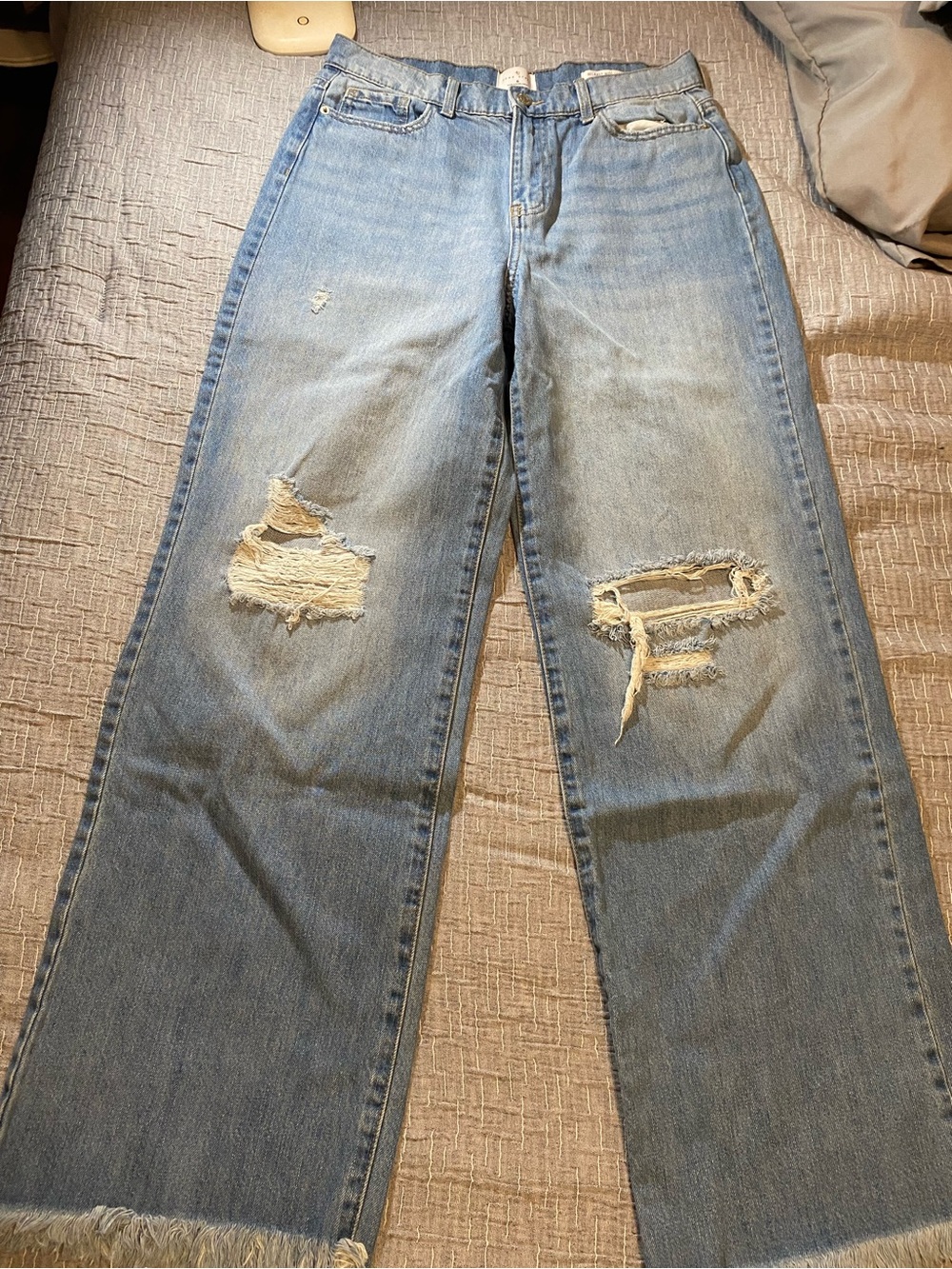 True Craft Light Blue Distressed Straight-Leg Jeans